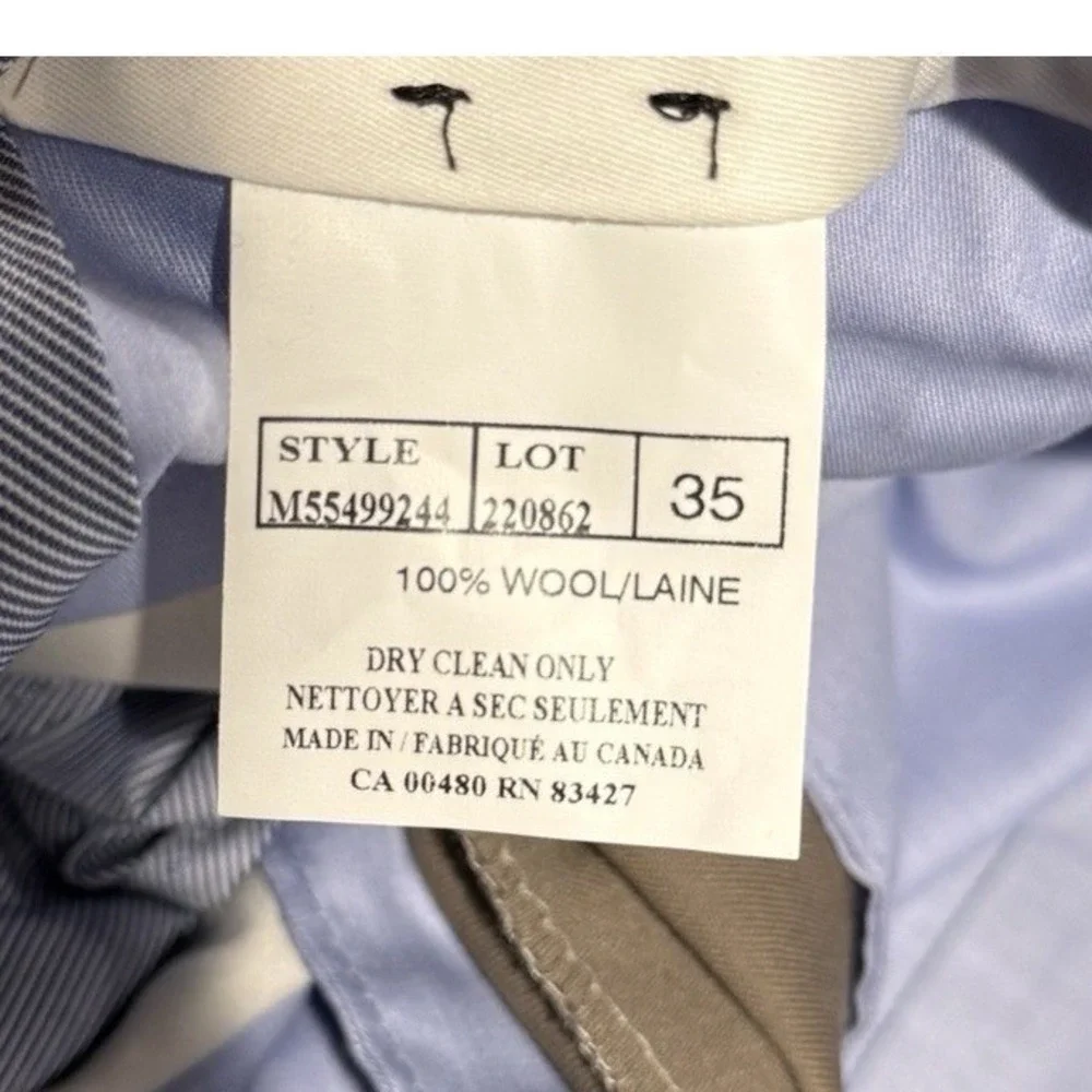 Ballin Comfort-EZE Super 120s Wool Dress Pants Mens 35x29 Tan‎ Brown Cuffed